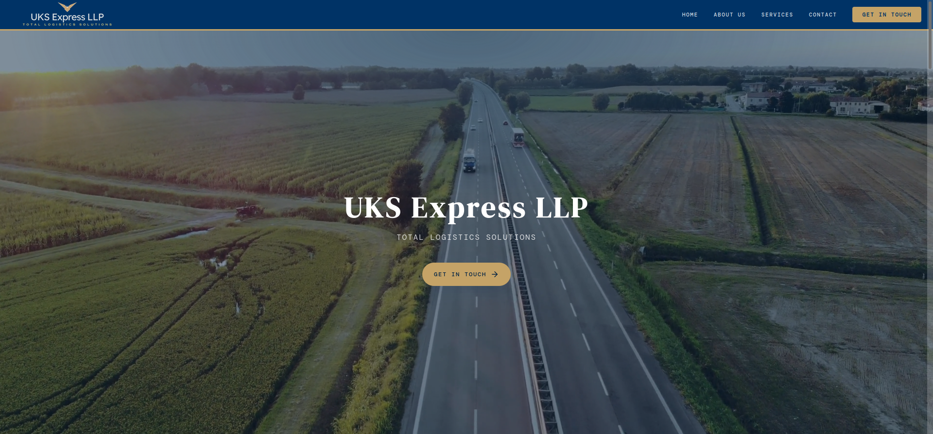 UKS Express LLP website homepage with highway hero and navigation